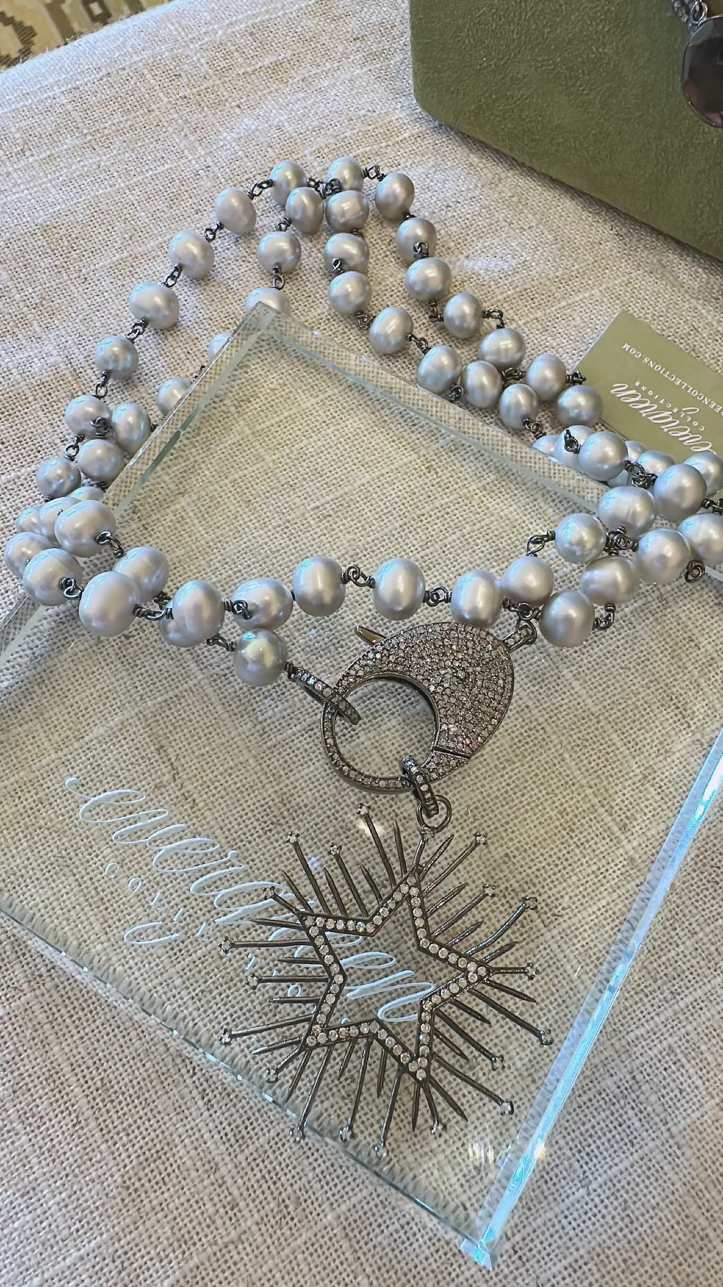 Freshwater Pearl Necklace with Diamond Lock