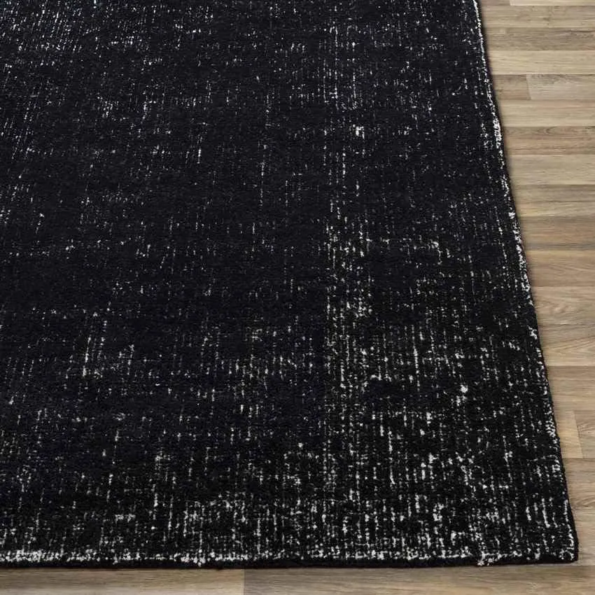 Giles Solid and Border Black Area Rug Carpet for Living Room Bedroom or Kitchen