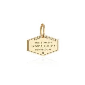 Guadeloupe Passport Stamp Charm Solid Gold