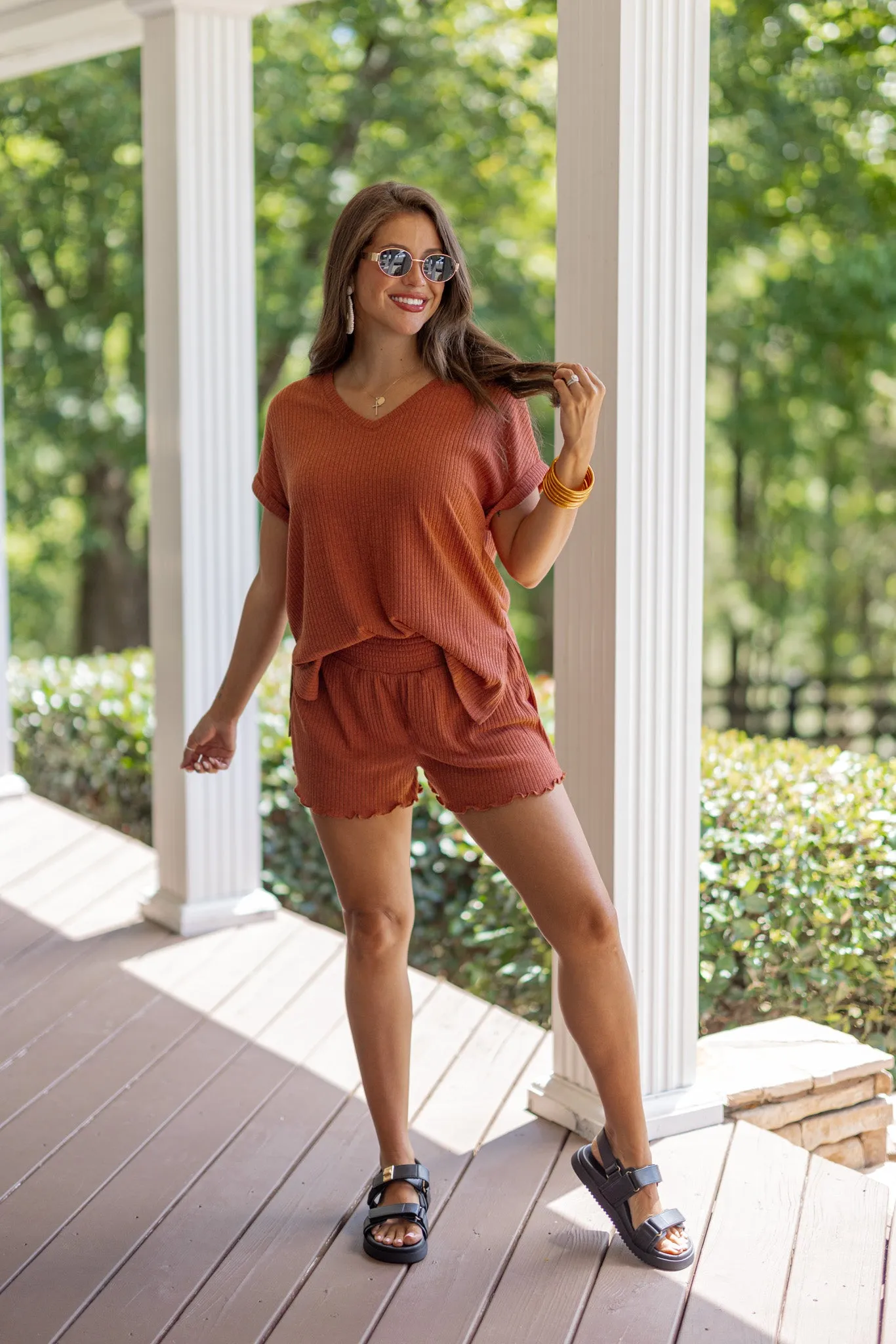 Harbor Sunset Brick Shorts Set