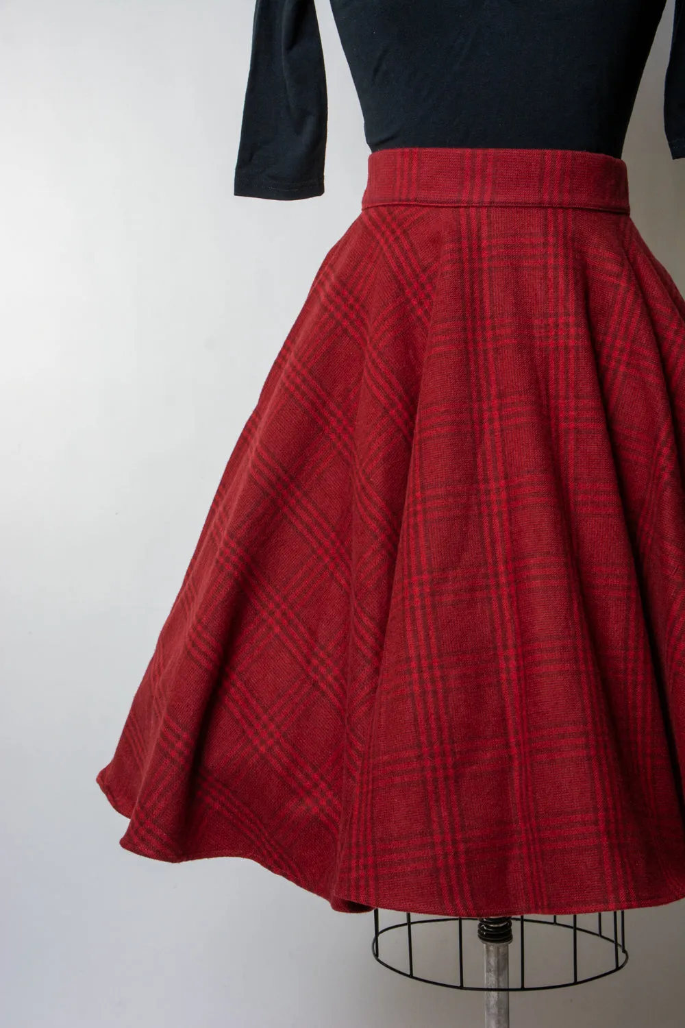 Haute Circle Skirt - Flannel, Brick Red Plaid