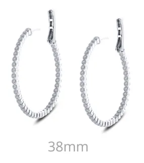 Inside Out Milgrain Large Simulated Diamond Hoop Earrings E0358CLP