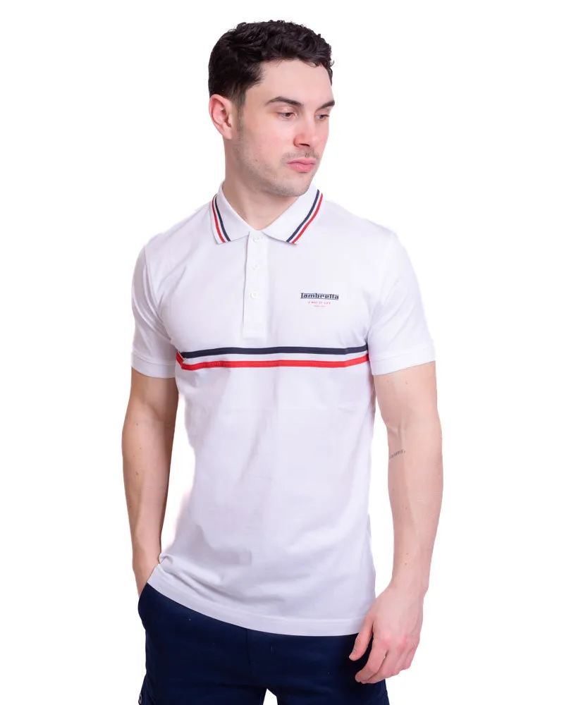 Lambretta Men's SS1321 Classic Stripe Polo Shirt White