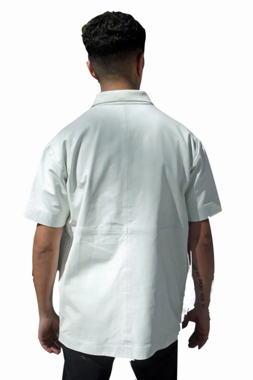 Leather Polo shirt - White Nappa Sheepskin