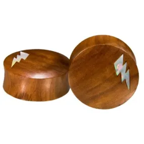 Lightning Strikes Plugs -  Mother of Pearl inlay   Saba Wood