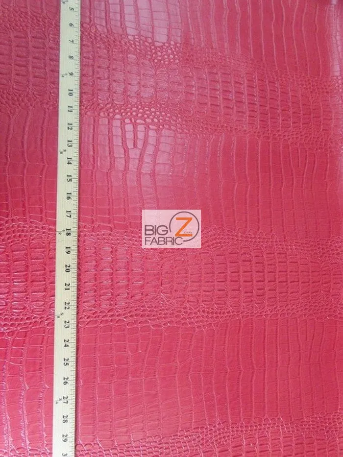 Lipstick Red Big Nile Crocodile Vinyl Fabric / Sold By The Yard