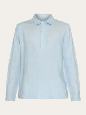 Loose linen polo shirt - GOTS/Vegan - Asley Blue