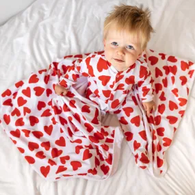 Love heart print blanket