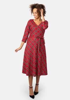 McDee Red Tartan Midi Dress