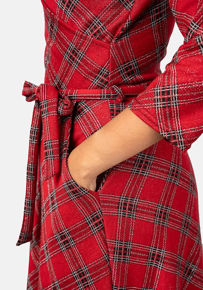 McDee Red Tartan Midi Dress