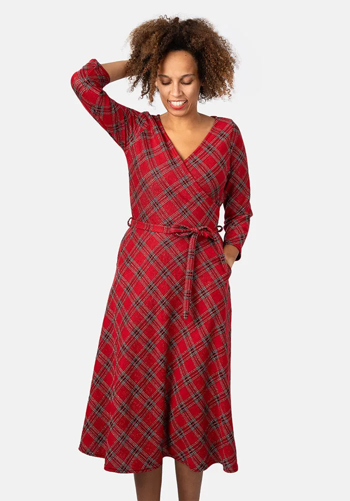 McDee Red Tartan Midi Dress