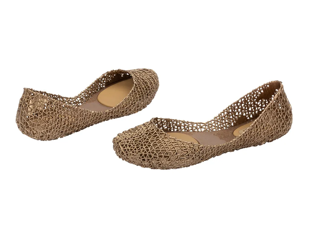 Melissa Campana Papel AD Gold Flat Ballerinas For Women