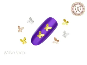 Mini Textured Butterfly Nail Metal Charm - 2 pcs