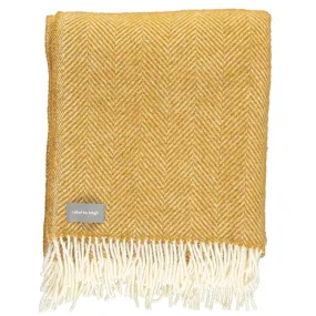 Mustard Herringbone Wool Throw