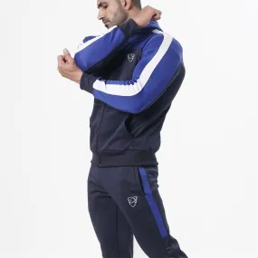 Navy And Royal Blue Training Tracksuit With White Panel