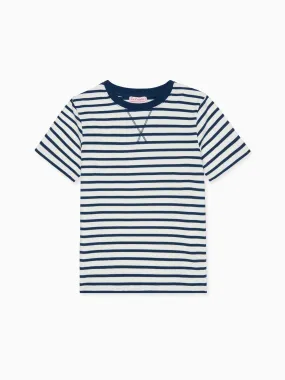 Navy Stripe Arturo Kids Cotton T-Shirt