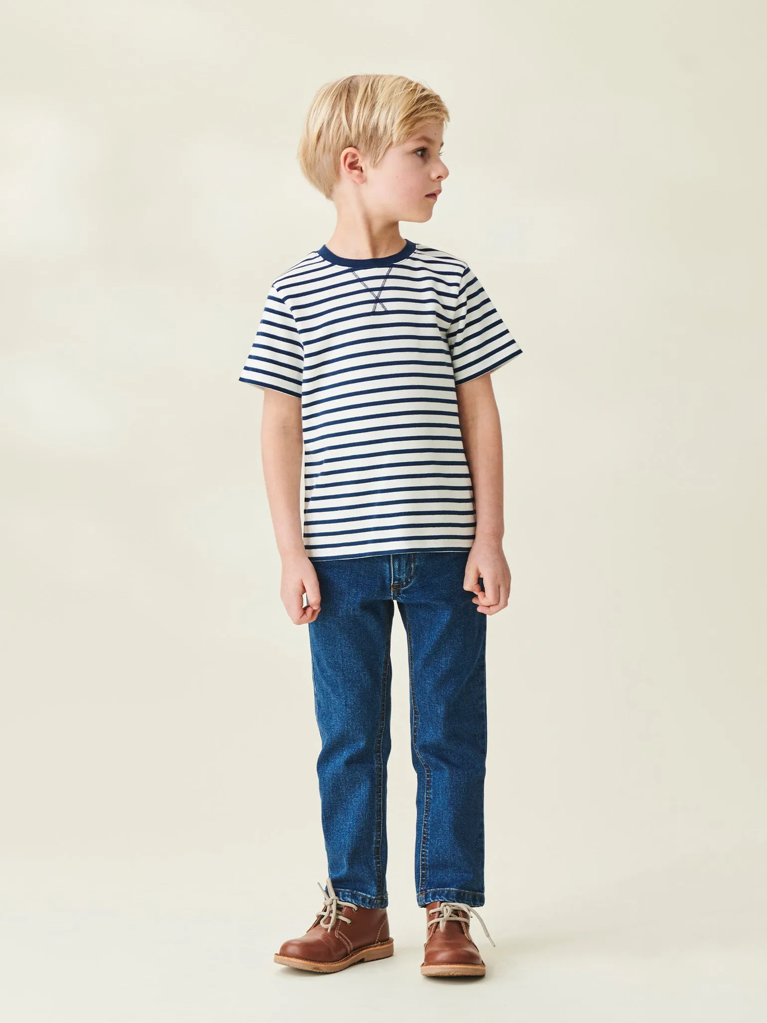 Navy Stripe Arturo Kids Cotton T-Shirt