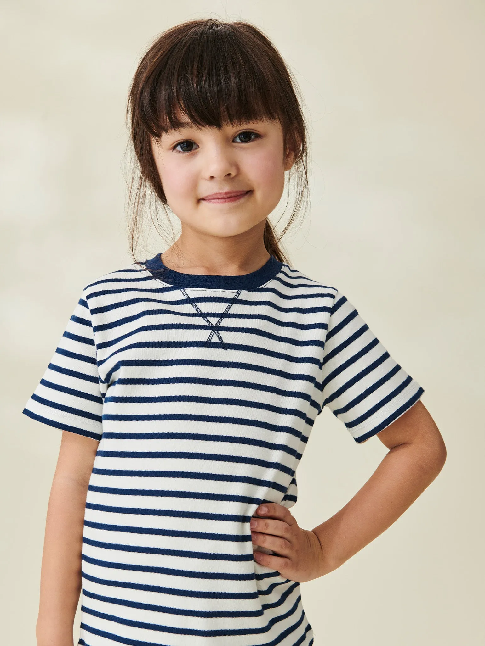 Navy Stripe Arturo Kids Cotton T-Shirt