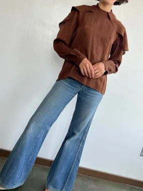 Ochre Silk Valentino Blouse (M/L)