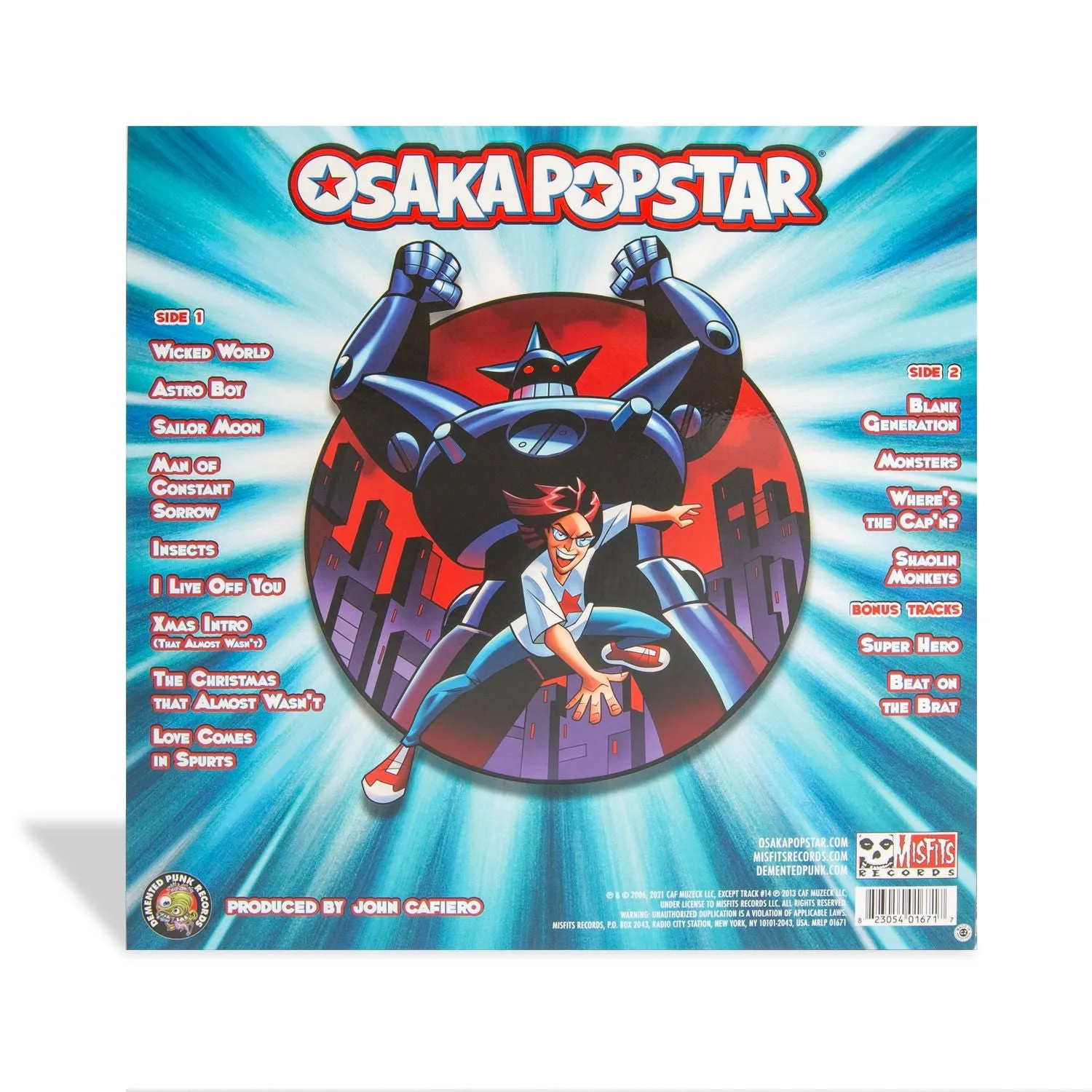 OSAKA POPSTAR & THE AMERICAN LEGENDS OF PUNK (EXPANDED EDITION) VINYL LP LTD ED ‘ANIME SPEED-LINE SPLATTER’ 180 GRAM COLORED VINYL EDITION