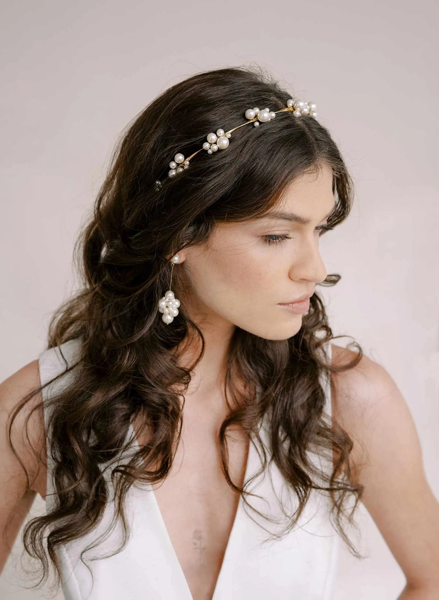 Pearl cluster bridal headband - Style #2339