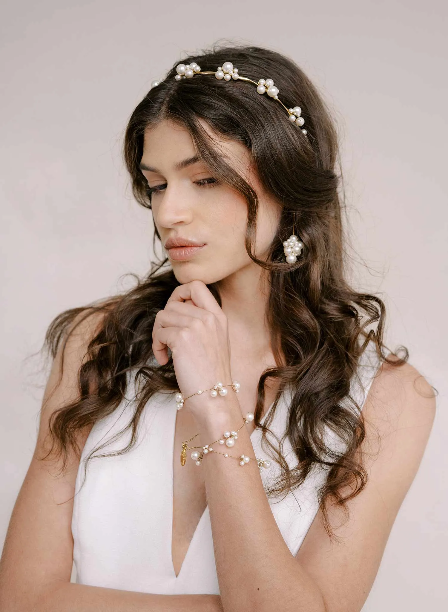 Pearl cluster bridal headband - Style #2339