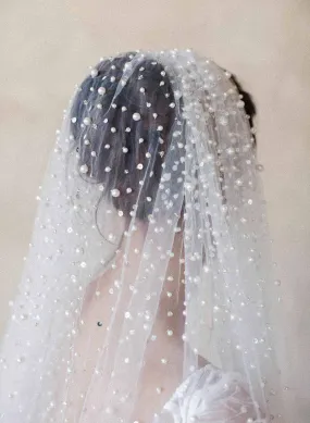 Pearl showers bridal train veil - Style #2065