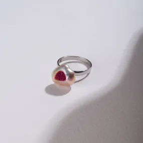 Piccolo Finestrino Collection Freshwater Pearl Ring with Ruby