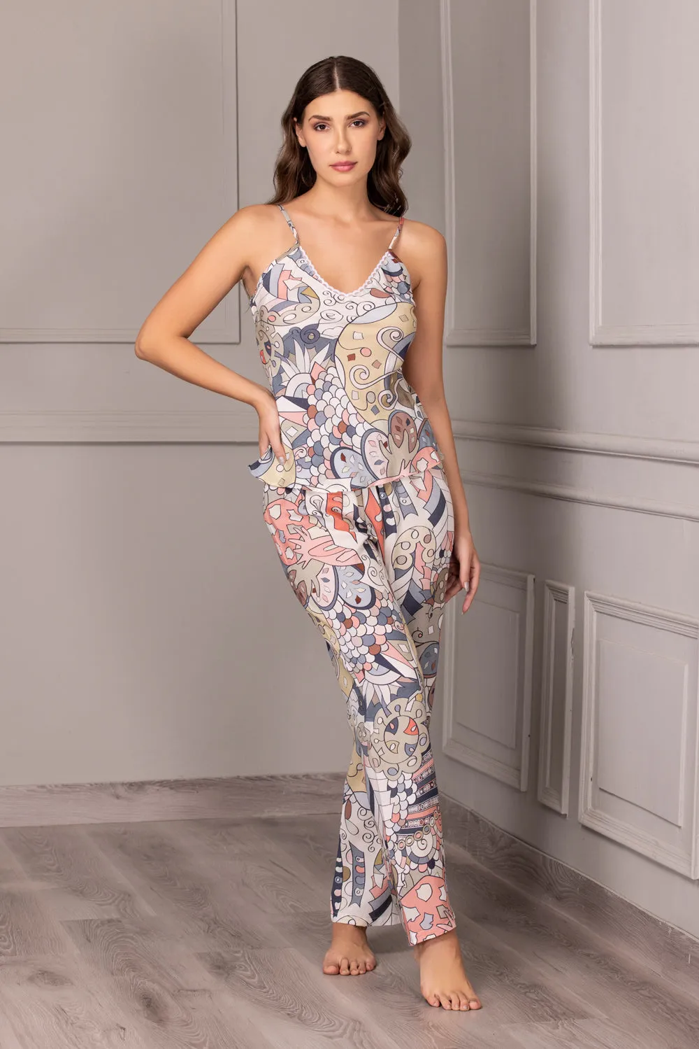 Printed Pj set with Robe