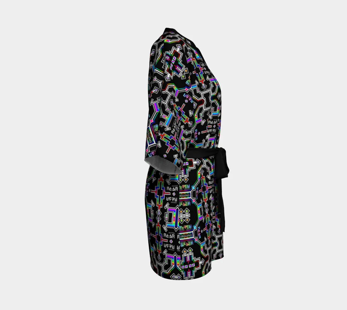 Prismatic Grid Kimono Robe