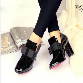 Red Bottom sole high heels pumps square toe genuine leather shoes women ladies black Sexy chaussure