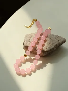 Resort Style Summer Pink Beaded Collarbone Chain