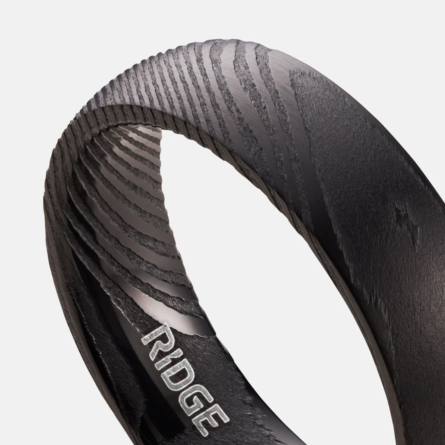 Ridge 6mm Rounded Ring Set - Black Damascus