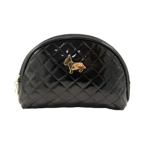 Shiny Half Moon Shape Cosmetic Pouch Bag - Black