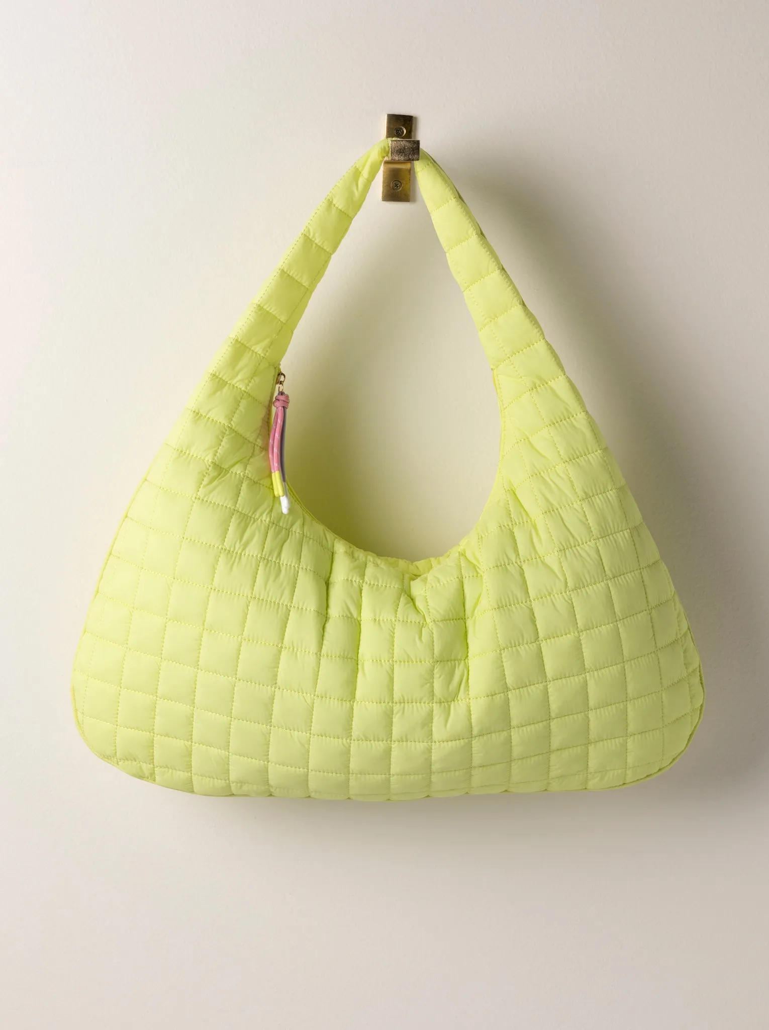 Shiraleah Ezra Quilted Nylon Hobo, Citron