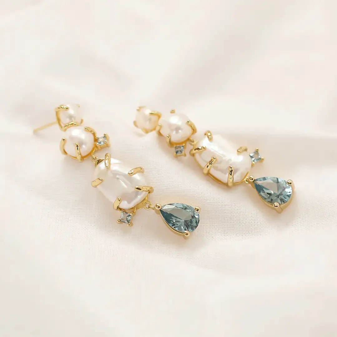 Something Blue Pearl Earrings