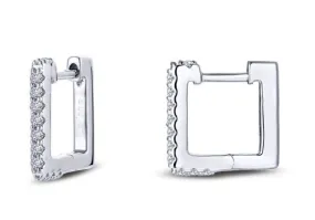 Square Simulated Diamond Hoop Earrings E0356CLP