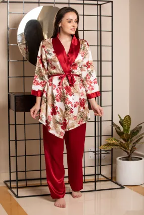 Strap Night suit with Print Robe