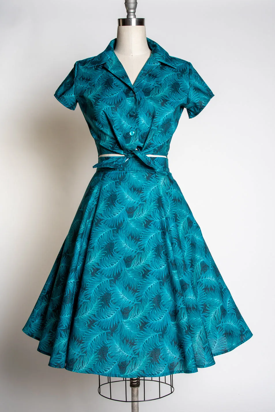 Twirl Skirt- Teal Ferns