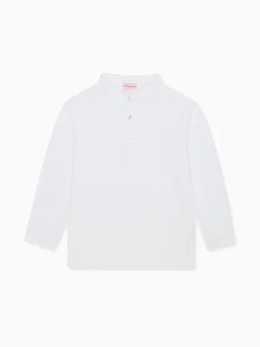 White Marco Boy Long Sleeve Polo Shirt