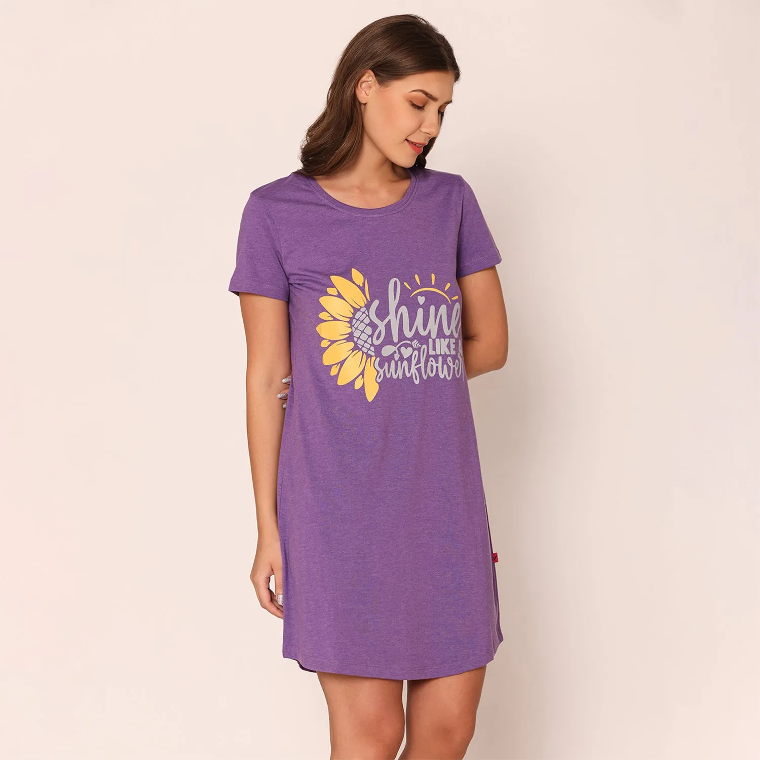 Women Cotton Sleepshirt - Dark Purple